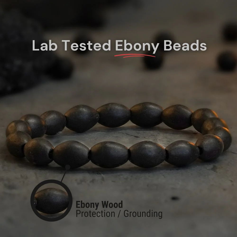 Ancient Karungali Oval Beads Band - Natural Ebony Wood - Image 2