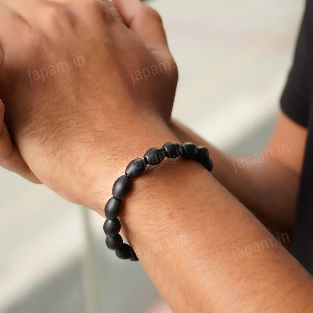Ancient Karungali Oval Beads Band - Natural Ebony Wood - Image 6