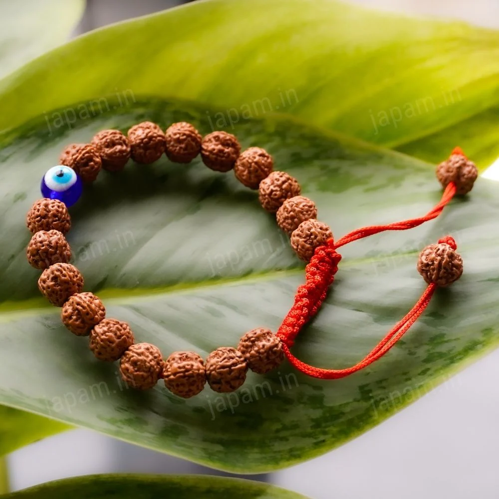 Authentic 5 Mukhi Rudraksha Evil Eye Tie-up Band - Image 3