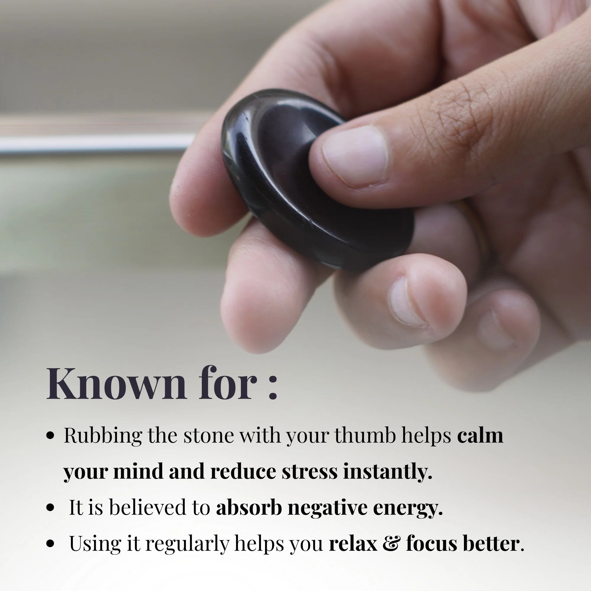 Black Obsidian Worry Stone - Image 6