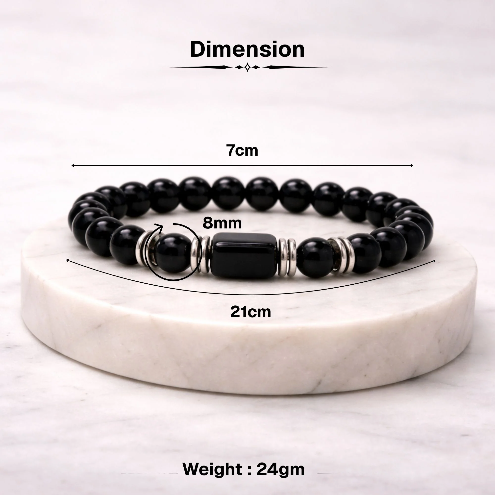 Black Onyx Zodiac Band – Aquarius (कुंभ राशि) - Image 4
