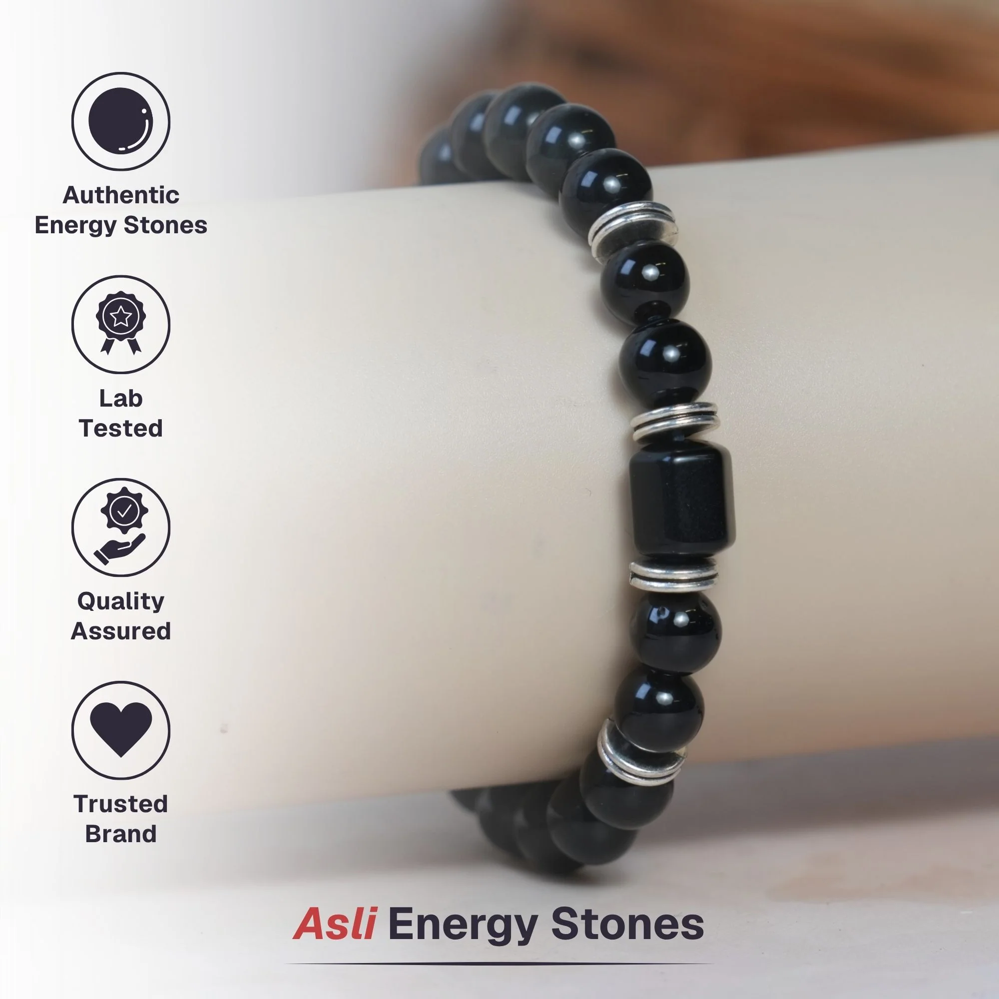 Black Onyx Zodiac Band – Aquarius (कुंभ राशि) - Image 5