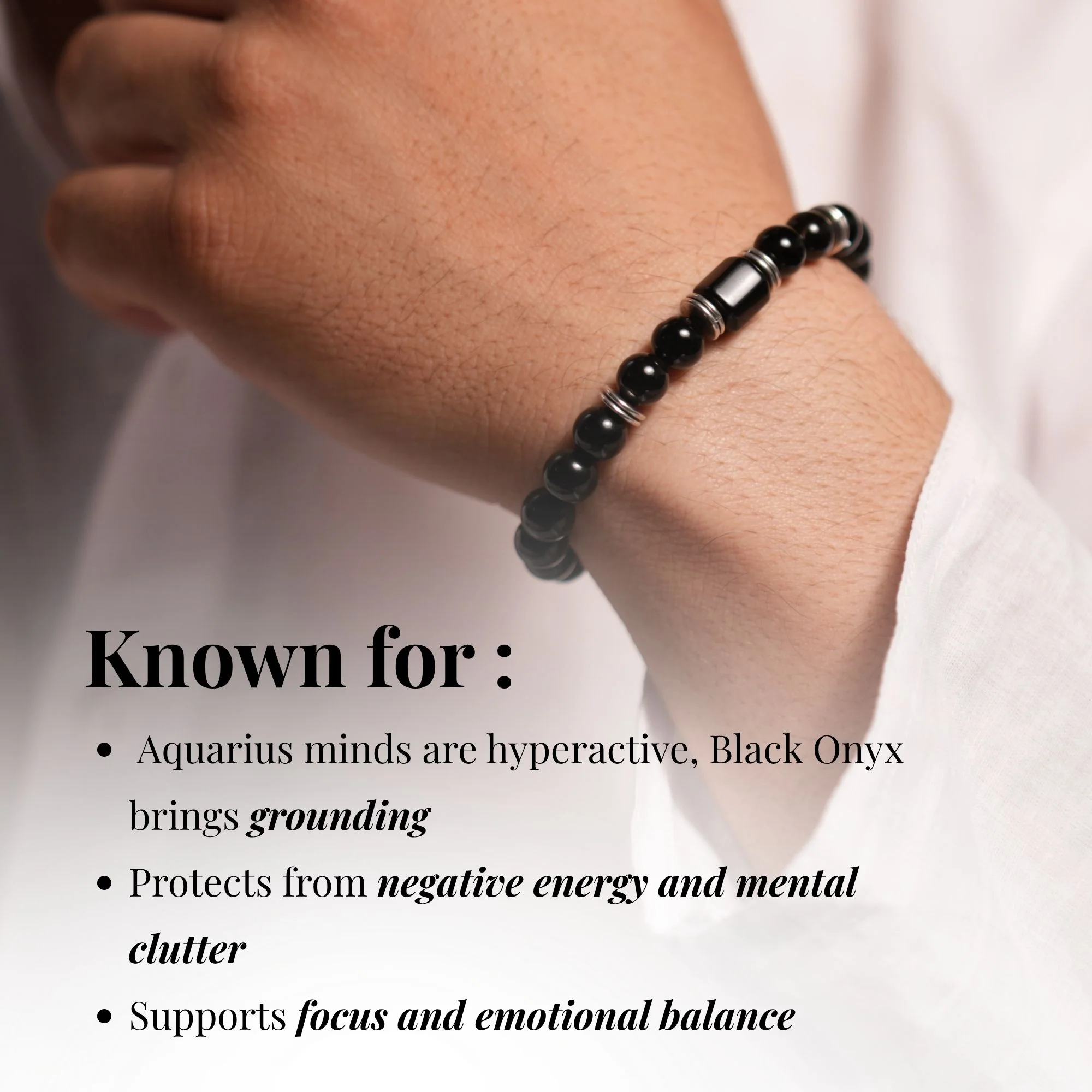 Black Onyx Zodiac Band – Aquarius (कुंभ राशि) - Image 7