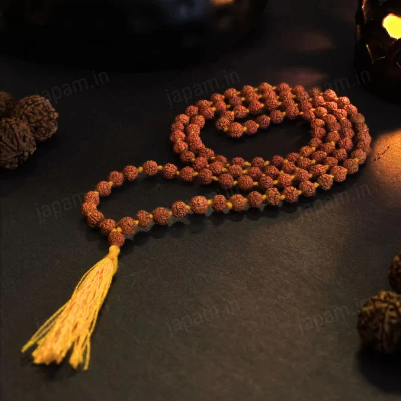 Brown Nanhe Rudraksha 108+1  Beads Mala for Kids - Image 4