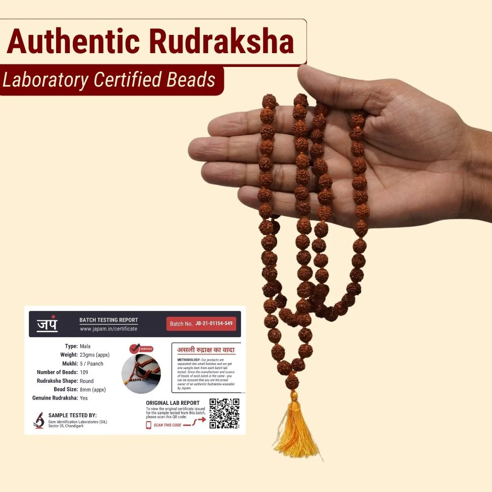 Brown Rudraksha Mala - 108+1 Beads - Image 3