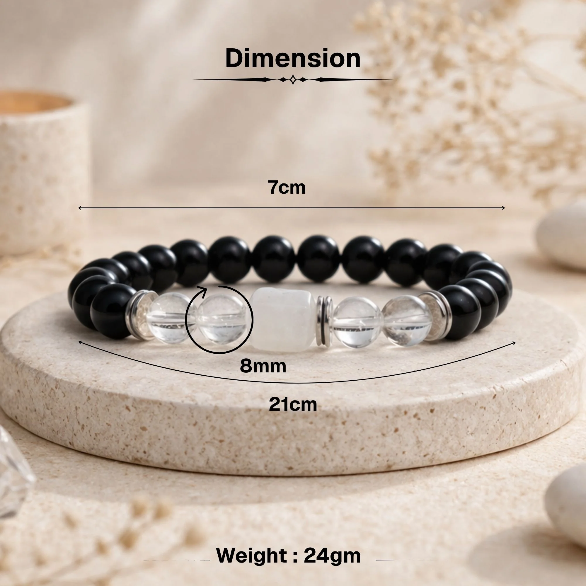 Clear Quartz Zodiac Band – Cancer (कर्क राशि) - Image 4