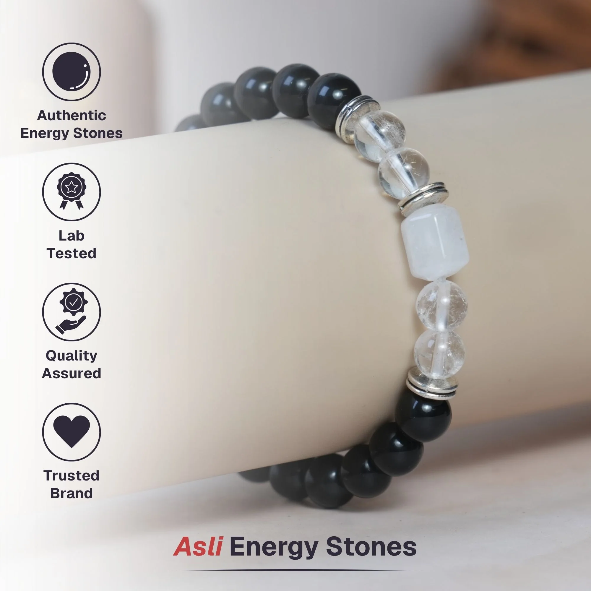 Clear Quartz Zodiac Band – Cancer (कर्क राशि) - Image 5