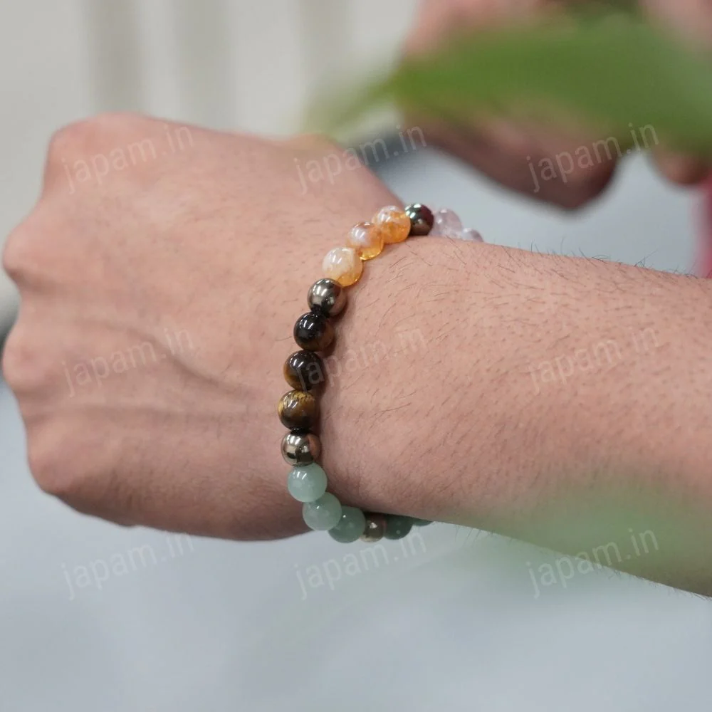 Dhanlabh Band with Pyrite, Tiger Eye, Citrine, Aventurine, Sphatik & Jade Beads - Image 9