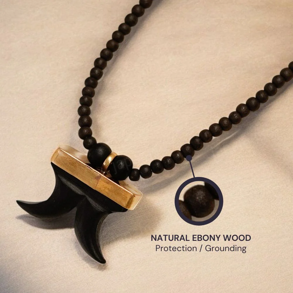 Dual Tiger Nail Teeth Karungali Necklace - Natural Ebony Wood - Image 2
