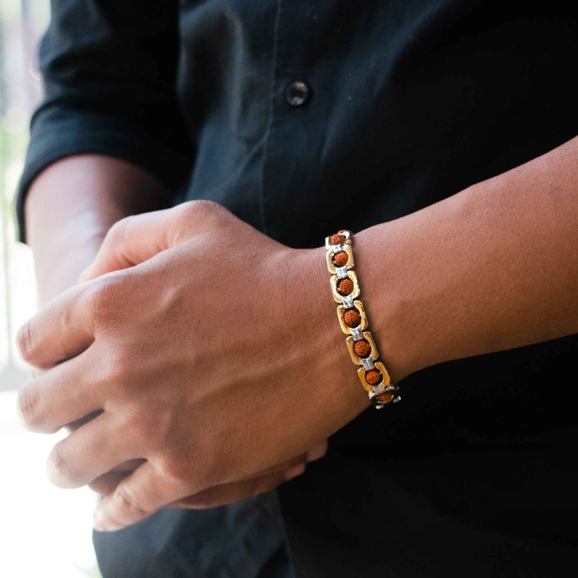 Gold Plated DuoTone Rudraksha Bracelet - Image 4