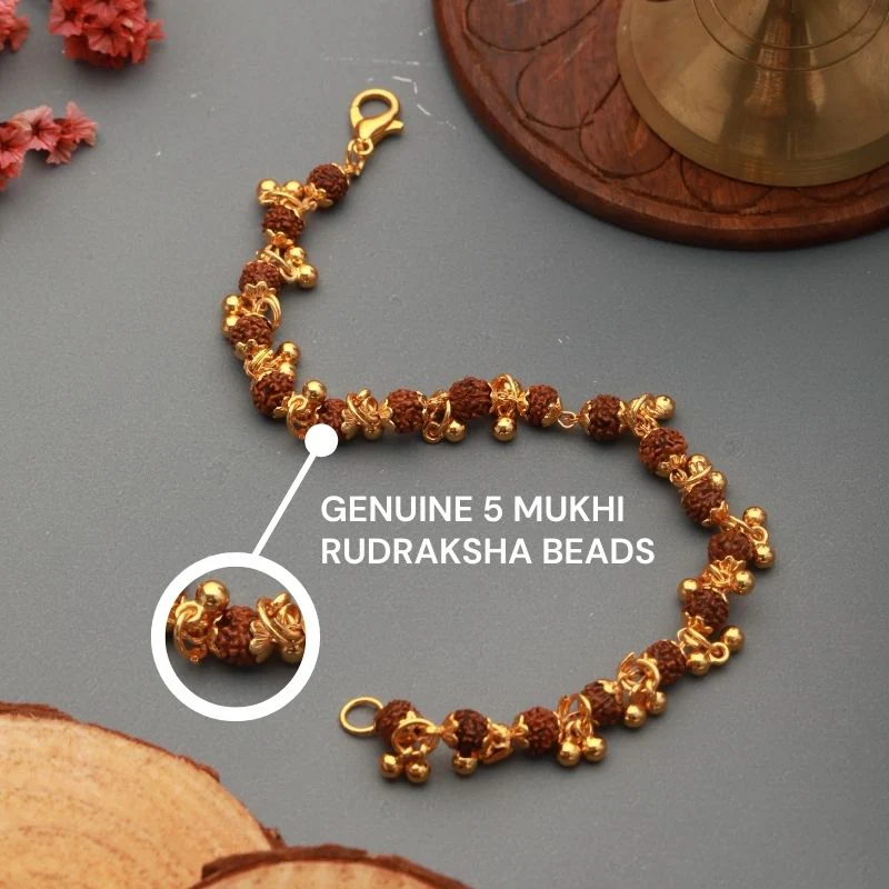 Gold Plated Elemental Rudraksha Bracelet For Women - Image 2