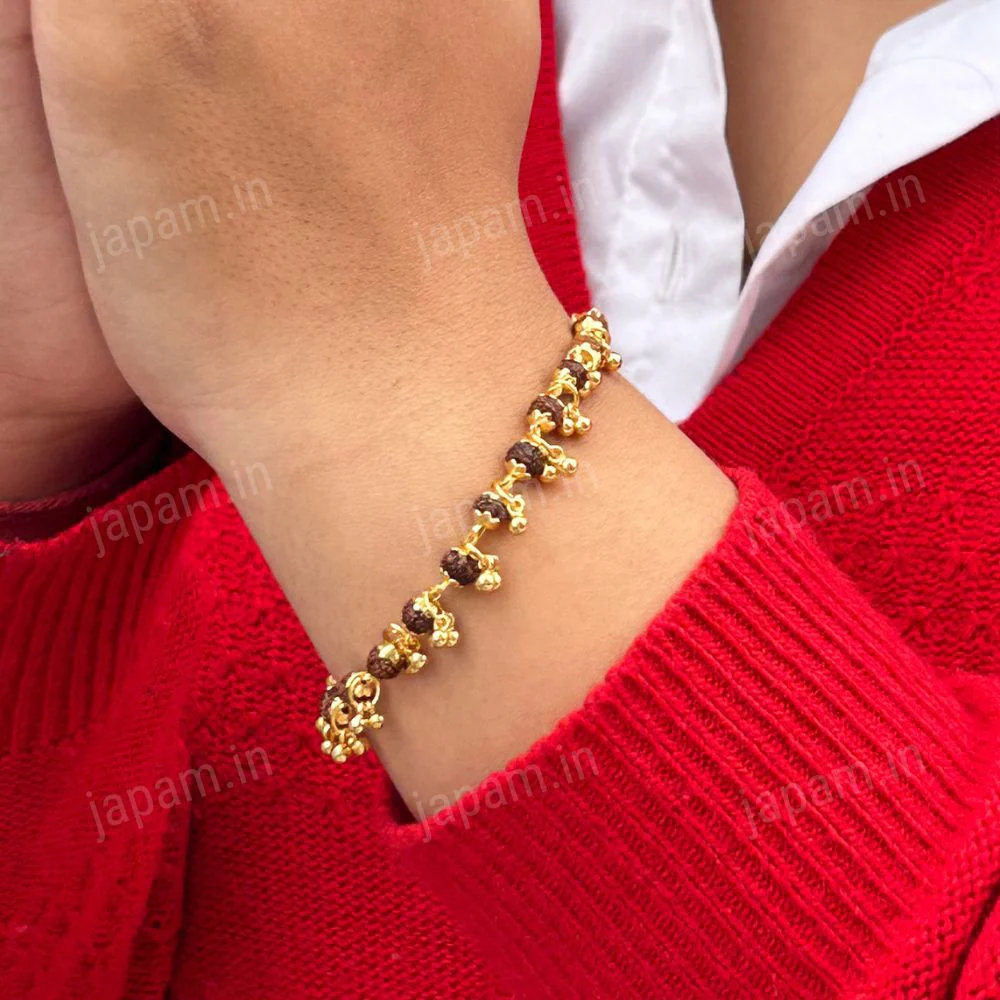 Gold Plated Elemental Rudraksha Bracelet For Women - Image 3