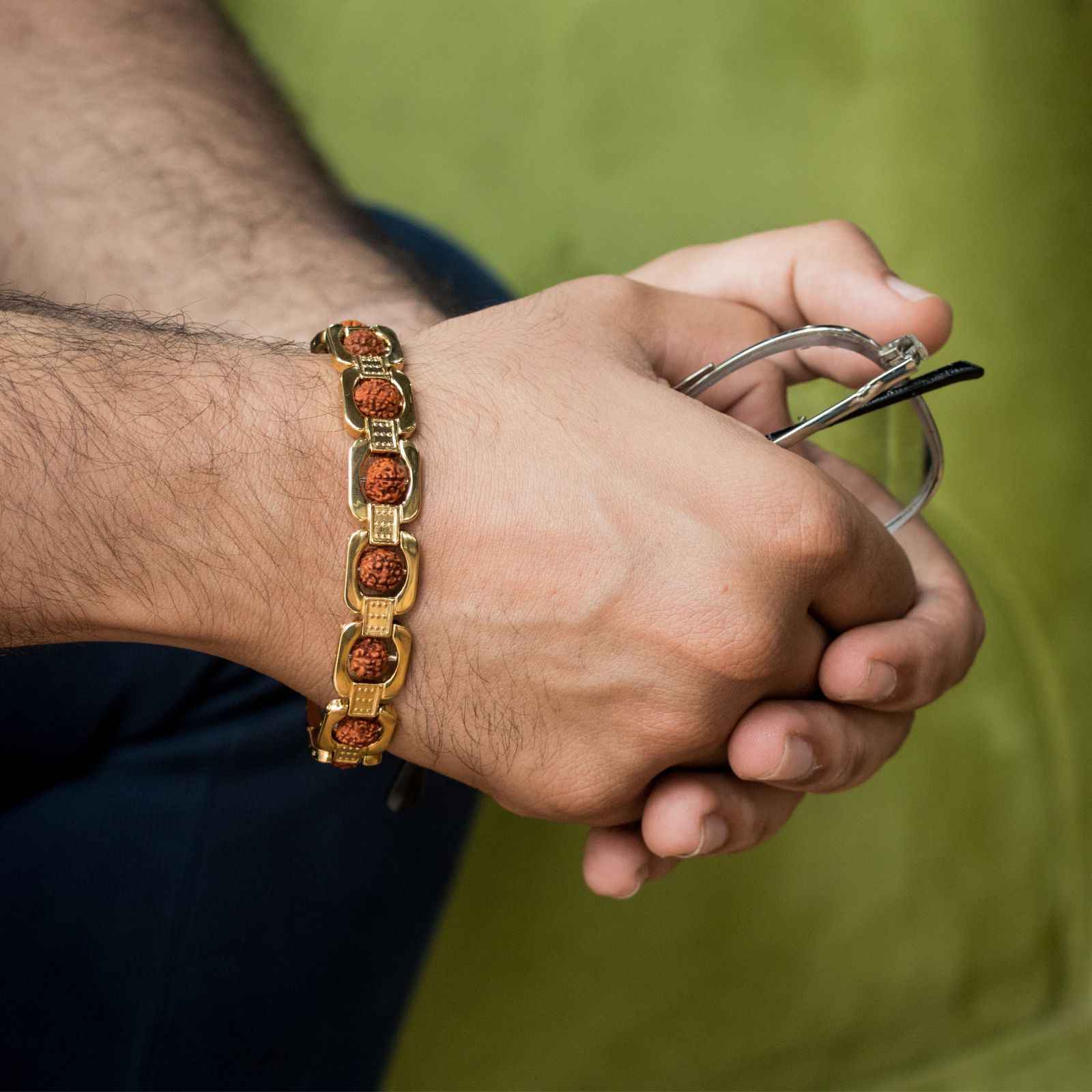 Gold Plated Essential Rudraksha Bracelet - Image 4