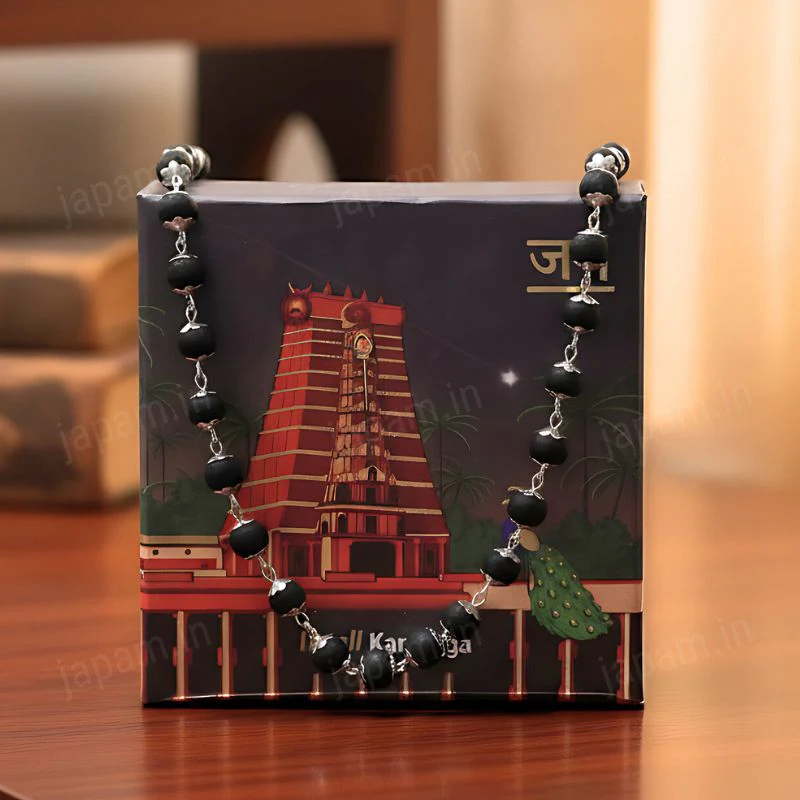 Silver Plated Eternal Karungali Mala - Natural Ebony Wood (Govt. Certified) - Image 2
