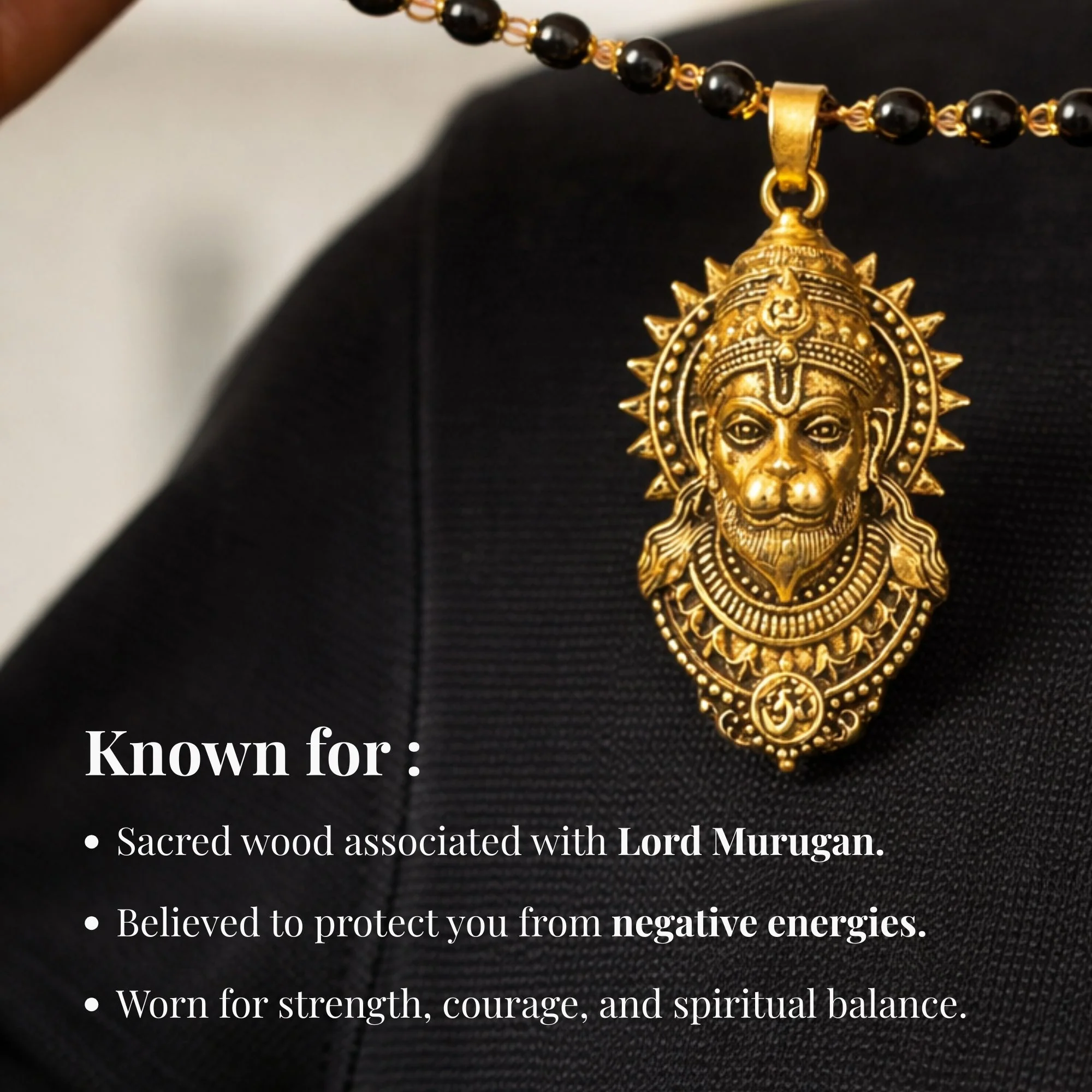 Gold Plated Bajrangbali Karungali Necklace - Image 4