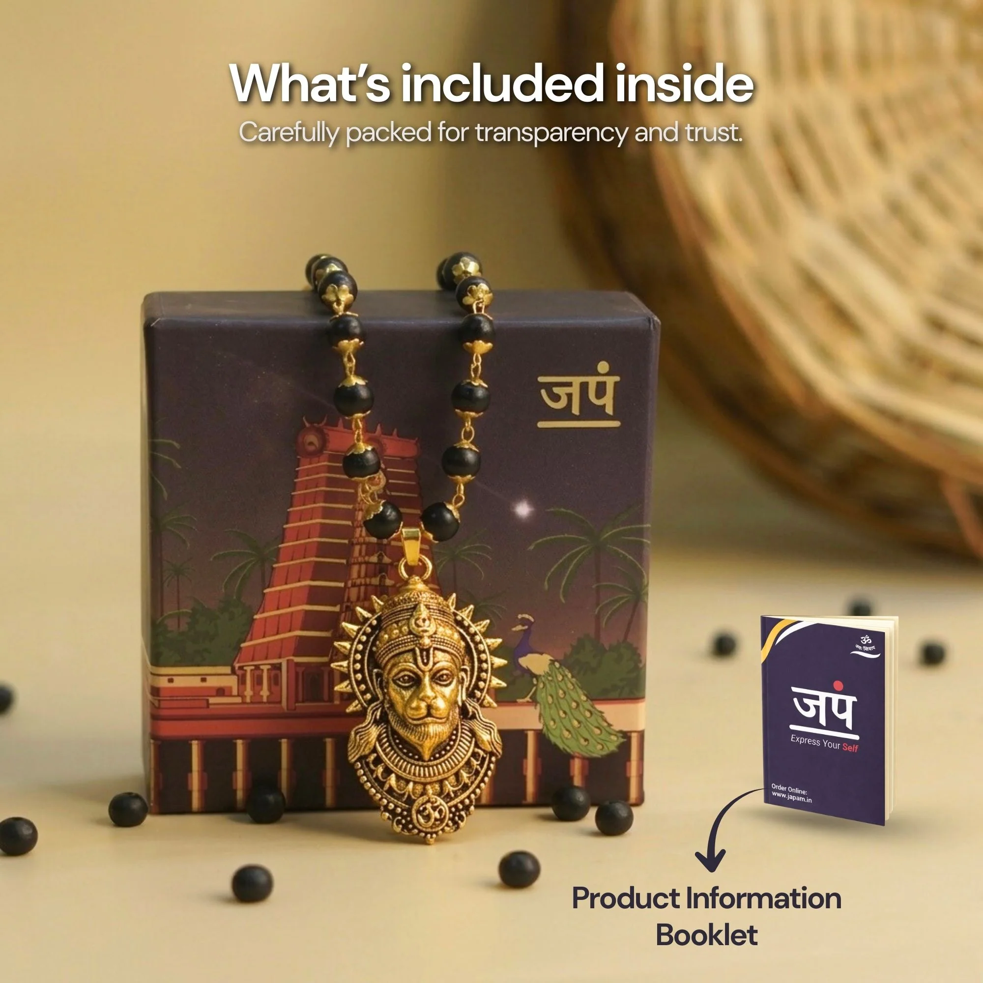 Gold Plated Bajrangbali Karungali Necklace - Image 6