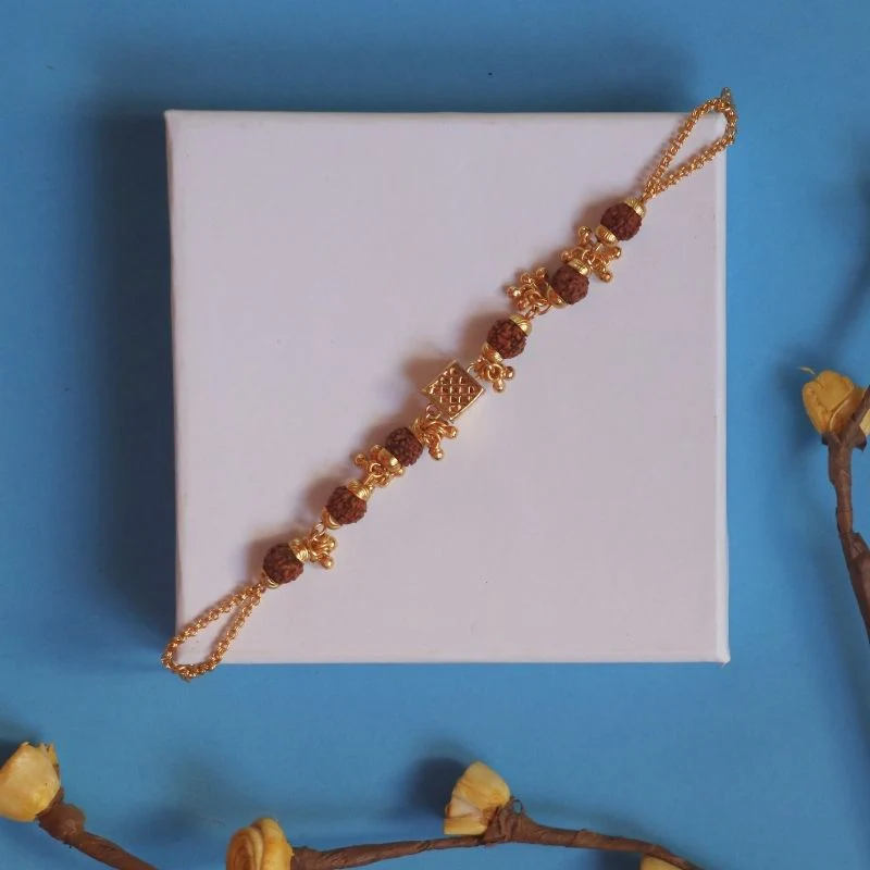 Gold Plated Cubio Rudraksha Bracelet For Women - Image 3