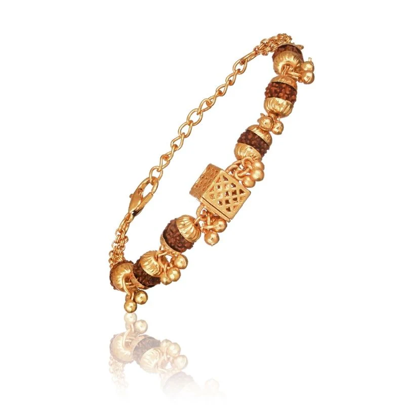 Gold Plated Cubio Rudraksha Bracelet For Women - Image 6