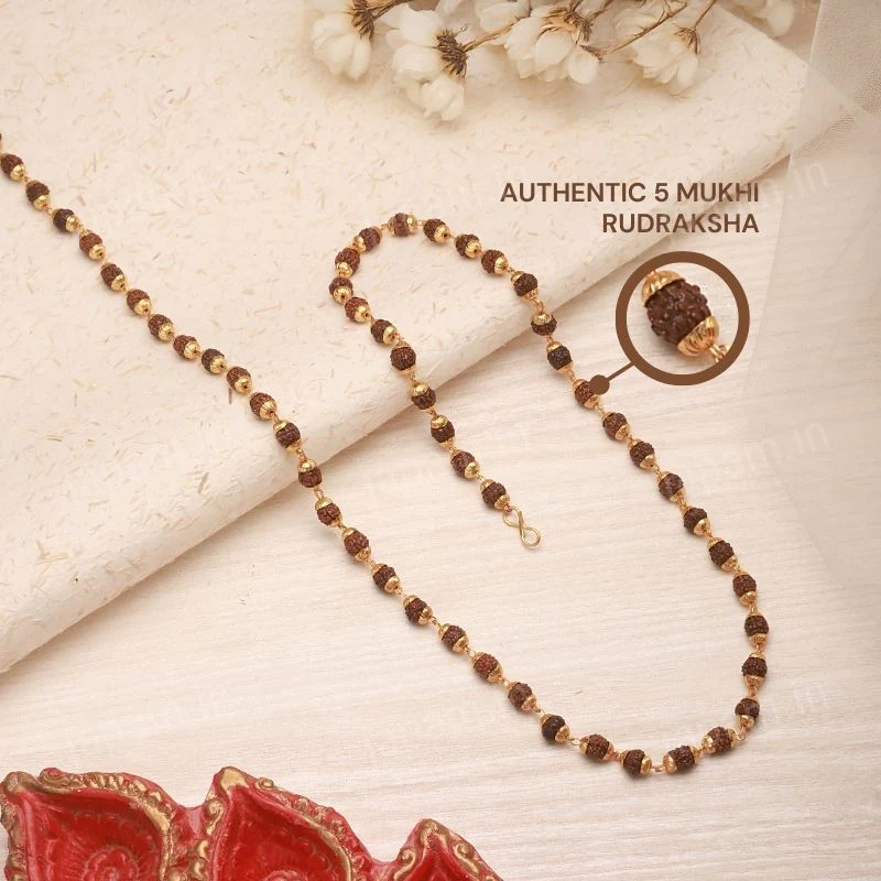 Gold Plated Eternal Grace Rudraksha Mala - Image 2