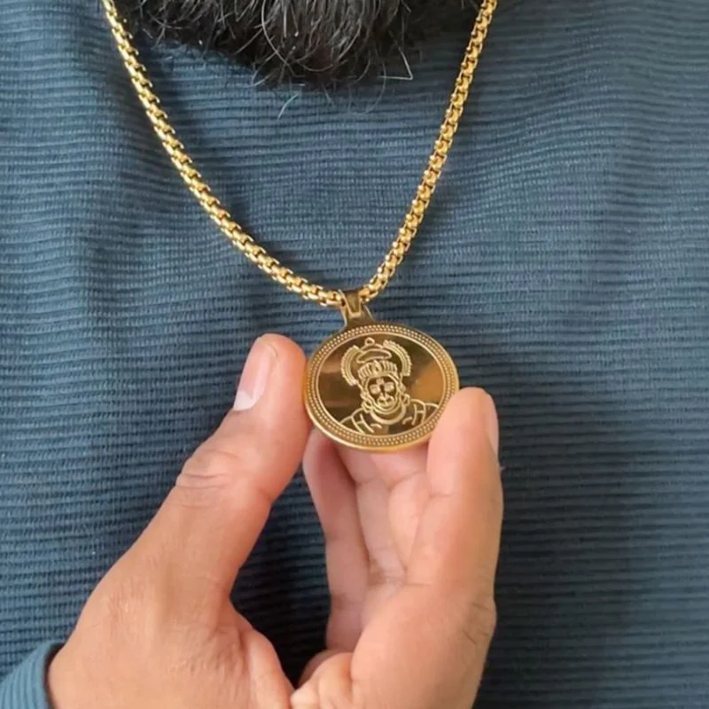 24K Gold Plated Hanuman Ji Coin Necklace - Image 5