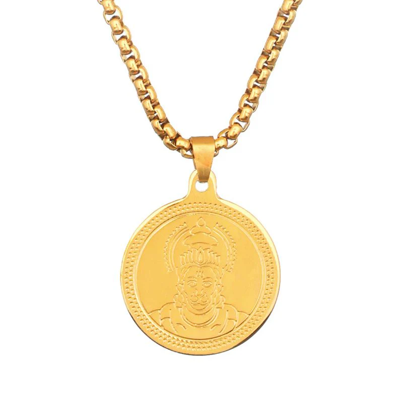 24K Gold Plated Hanuman Ji Coin Necklace - Image 6