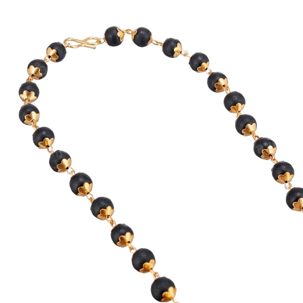 Gold Plated Karungali Necklace with Murugan Pendant - Image 3