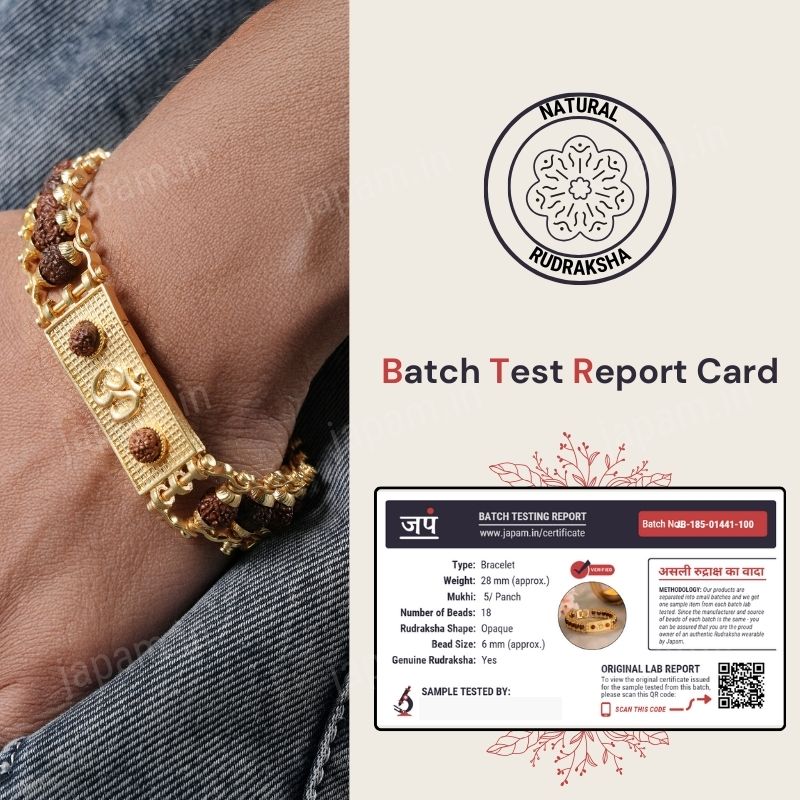 Gold Plated Modern Om Rudraksha Bracelet - Image 3