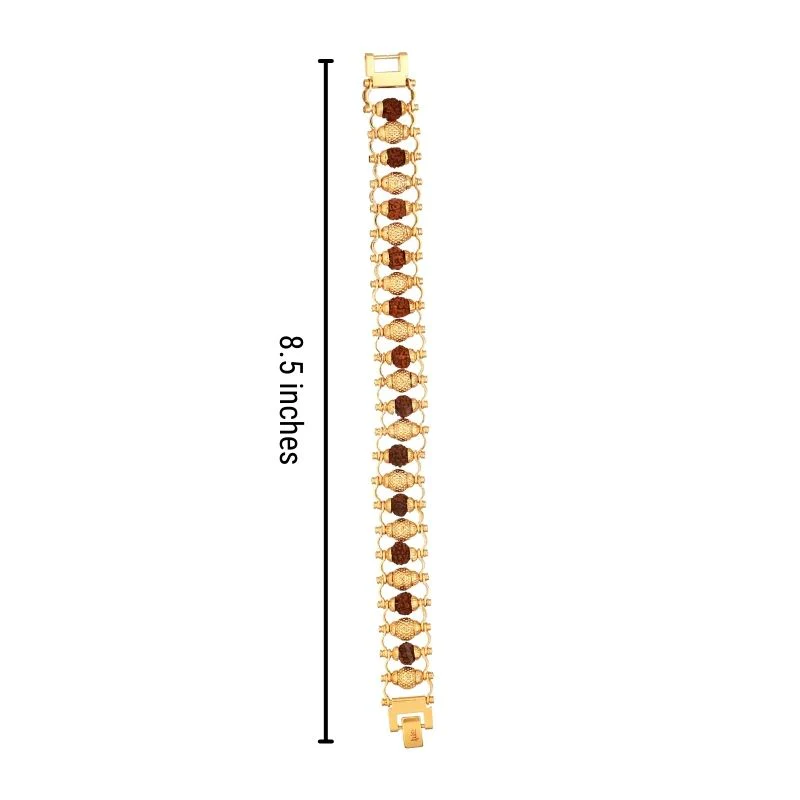 Gold Plated Golden Beads Modern Rudraksha Bracelet - Image 5