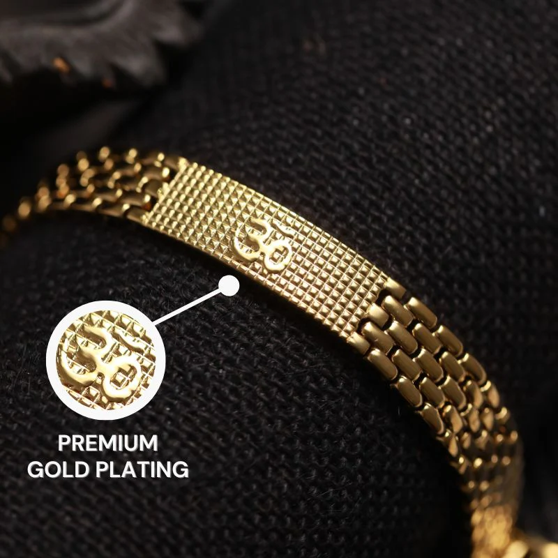 Gold Plated Sacred Grid Om Bracelet - Image 3