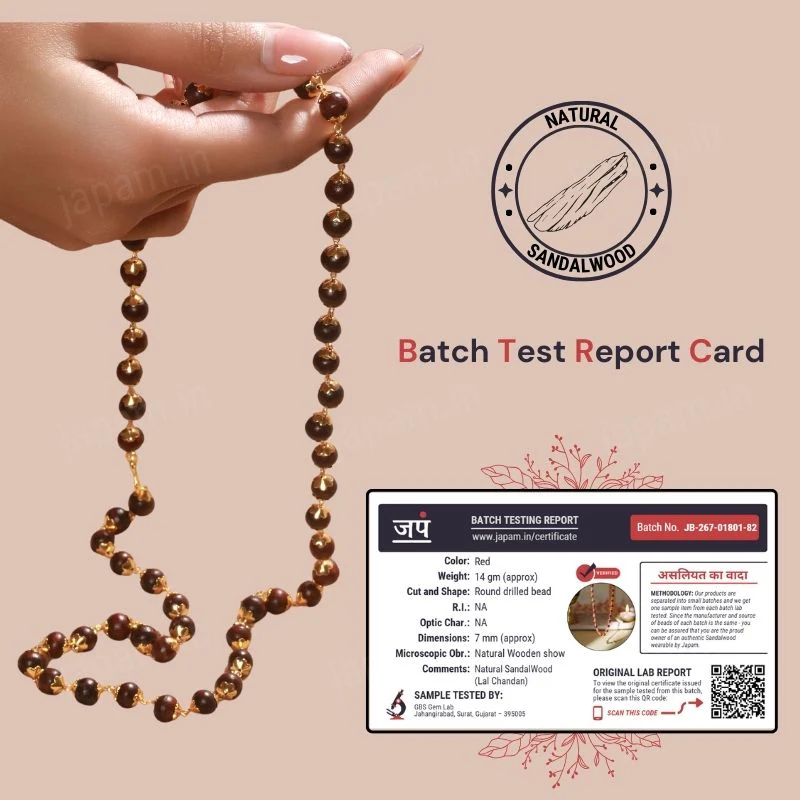 Gold Plated Authentic Red Sandalwood Mala - Image 3