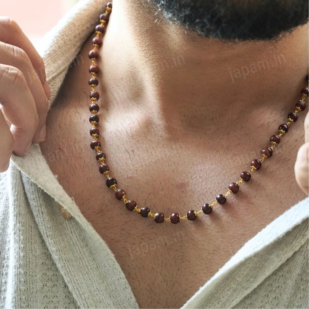 Gold Plated Authentic Red Sandalwood Mala - Image 4