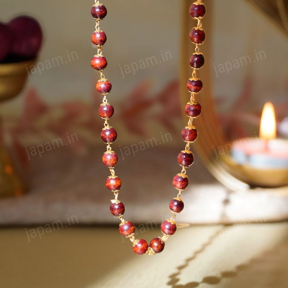 Gold Plated Authentic Red Sandalwood Mala - Image 6