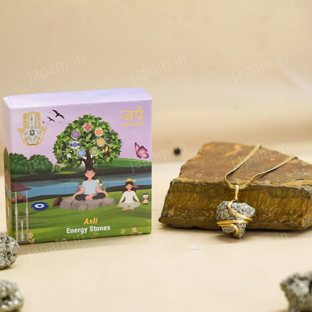 Gold Plated Raw Pyrite Stone Pendant - Image 3