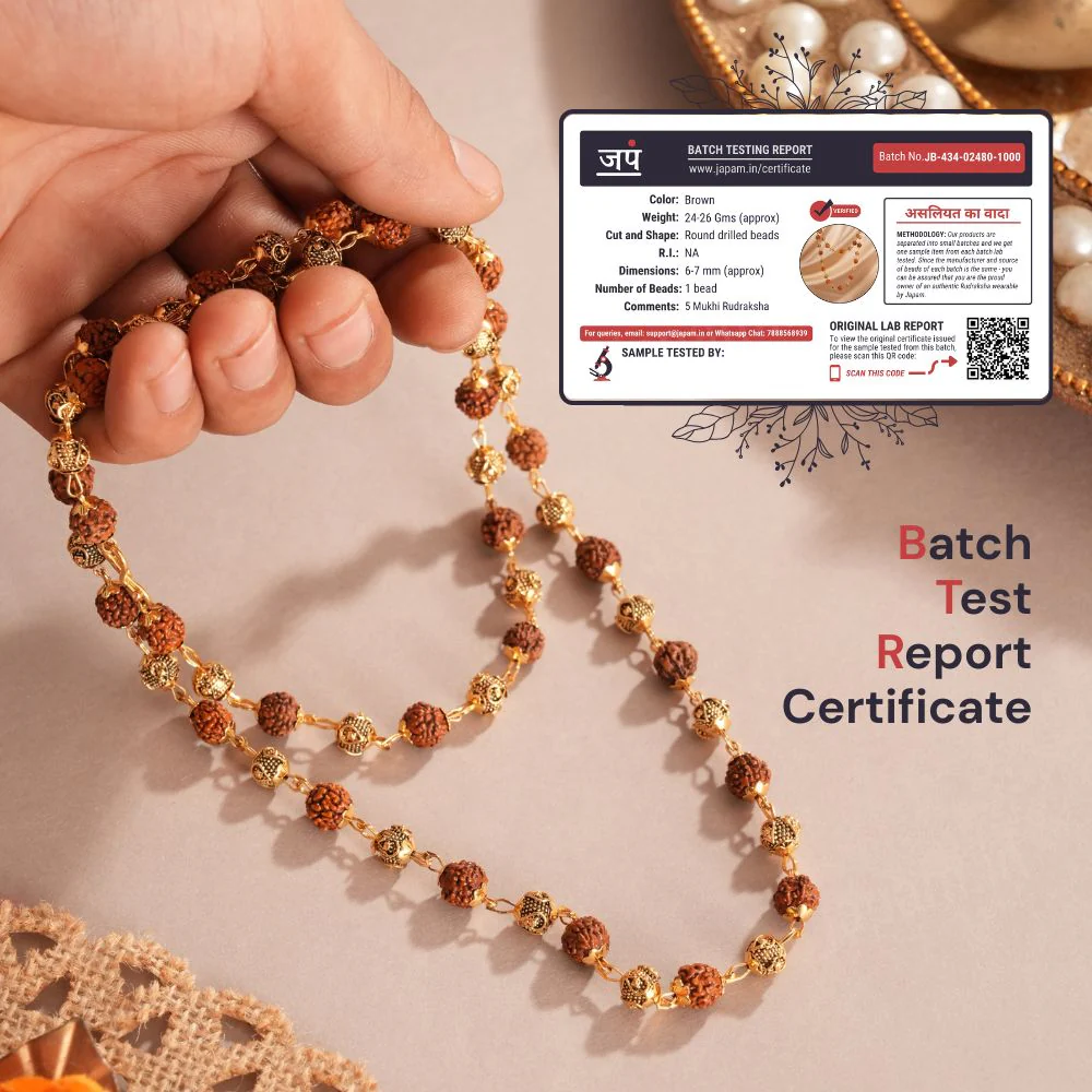 Gold Plated Rudraksha Vel Mala - Image 3