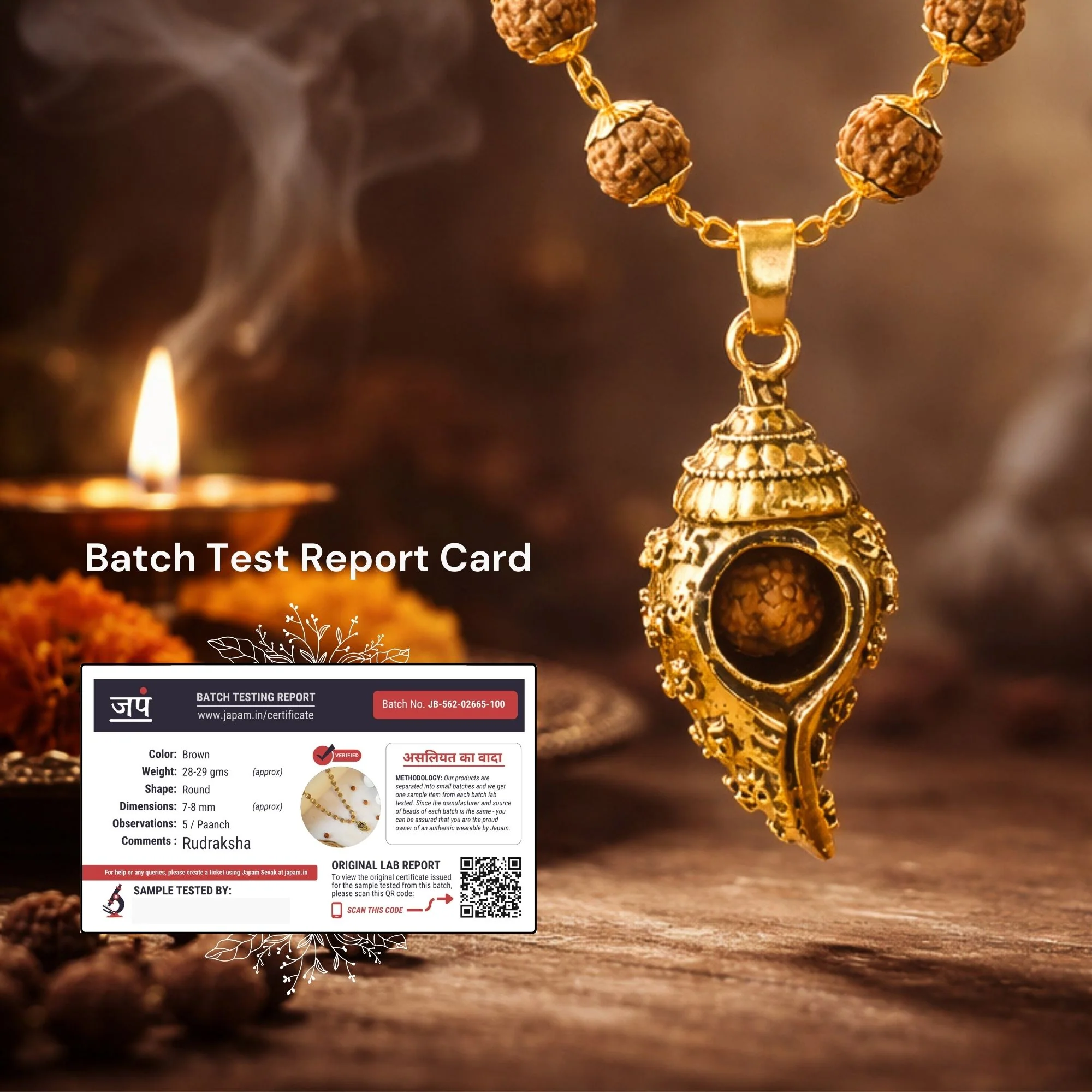 Gold Plated Shiv Shankh Rudraksha Mala - Image 4