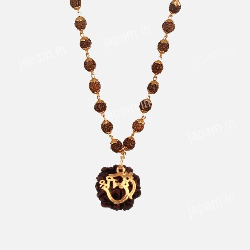 Gold Plated Shree Om Rudraksha Mala - Image 4