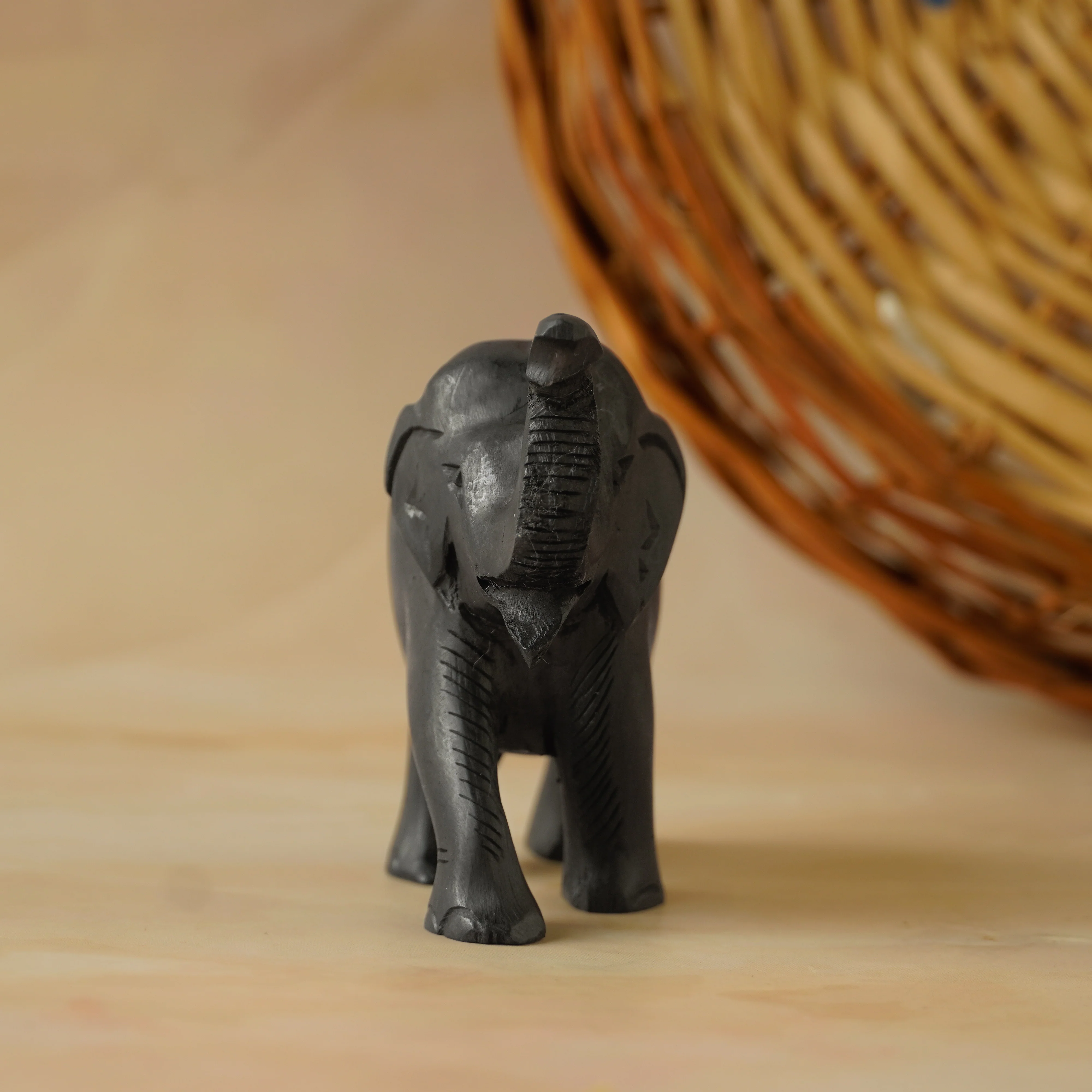 Hand Carved Karungali Elephant - Image 2
