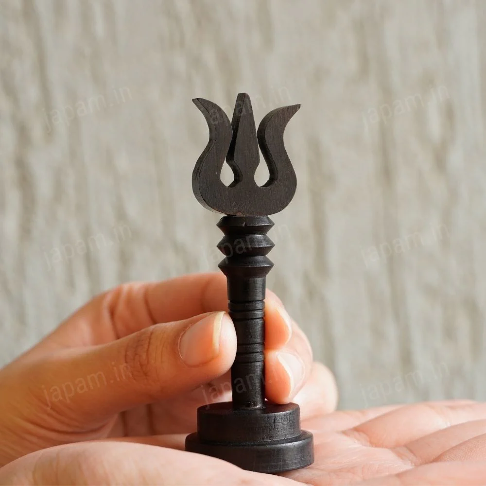 Karungali Mahakal Trishool with Stand - Natural Ebony Wood - Image 2