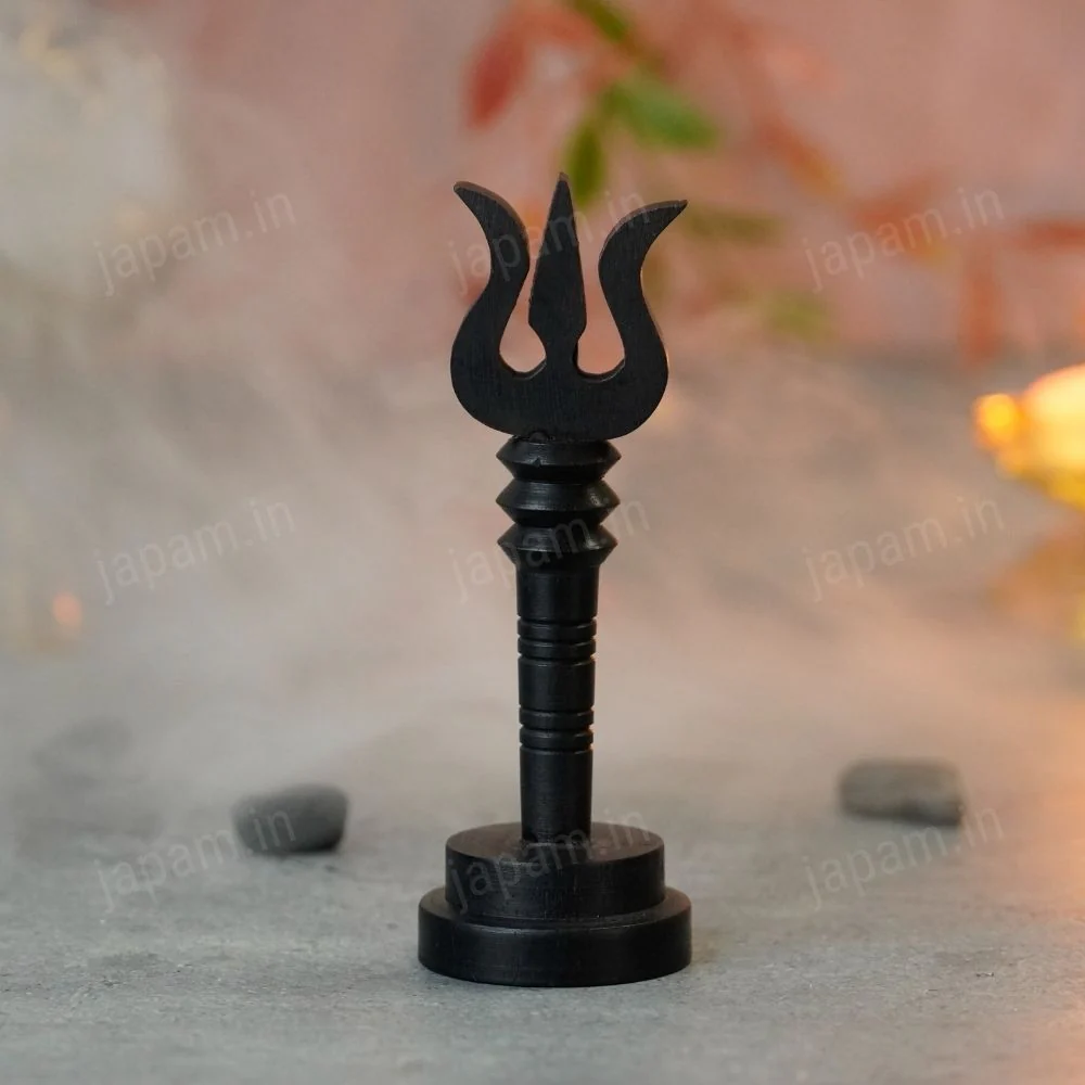 Karungali Mahakal Trishool with Stand - Natural Ebony Wood - Image 3