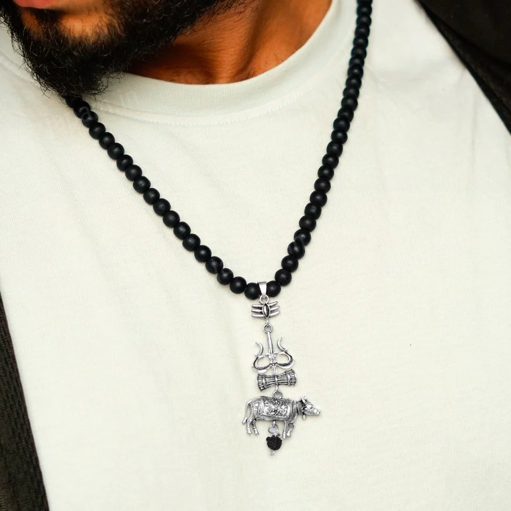 Karungali Mala with Trishool Nandi Pendant - Image 2