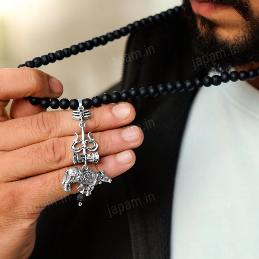 Karungali Mala with Trishool Nandi Pendant - Image 4