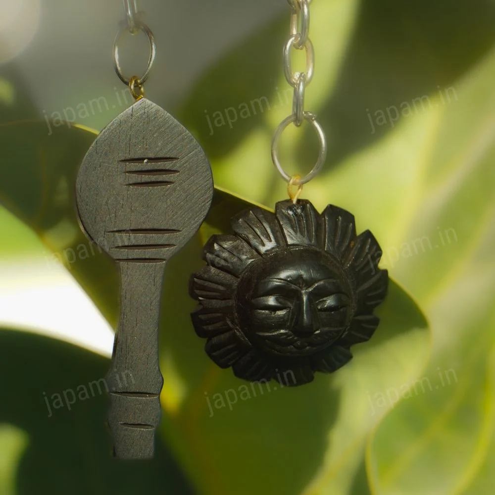 Karungali Vel & Surya Chhavi Keychain (Set of 2) - Natural Ebony Wood - Image 2