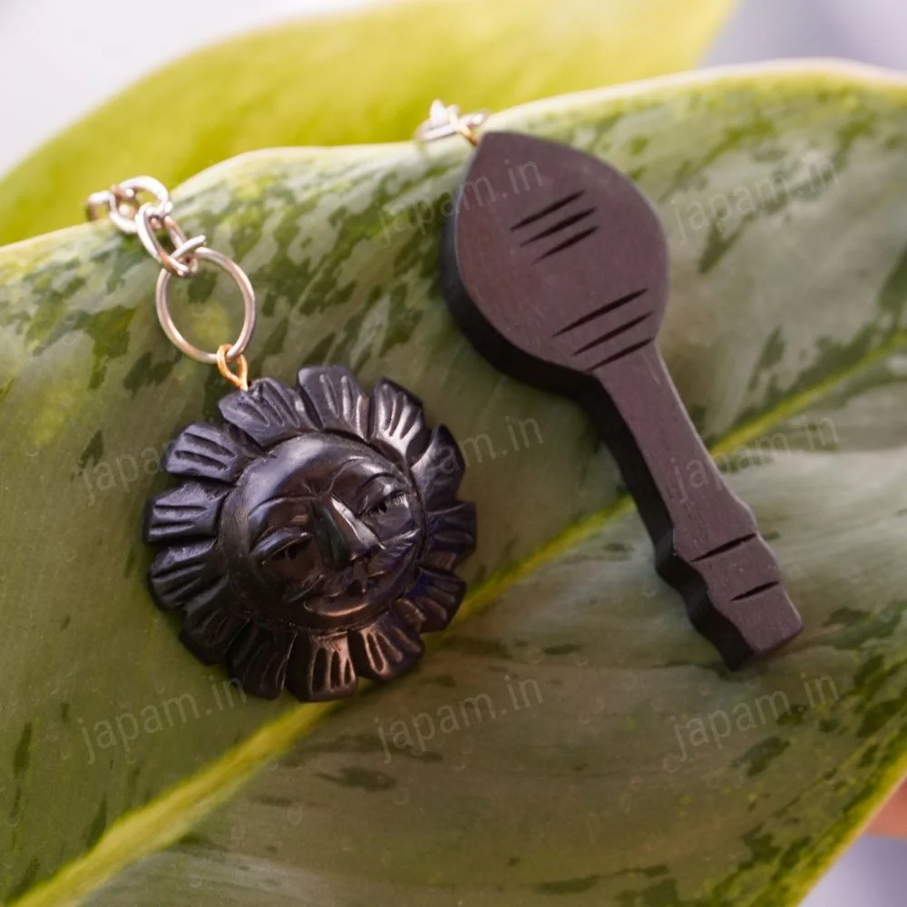 Karungali Vel & Surya Chhavi Keychain (Set of 2) - Natural Ebony Wood - Image 4