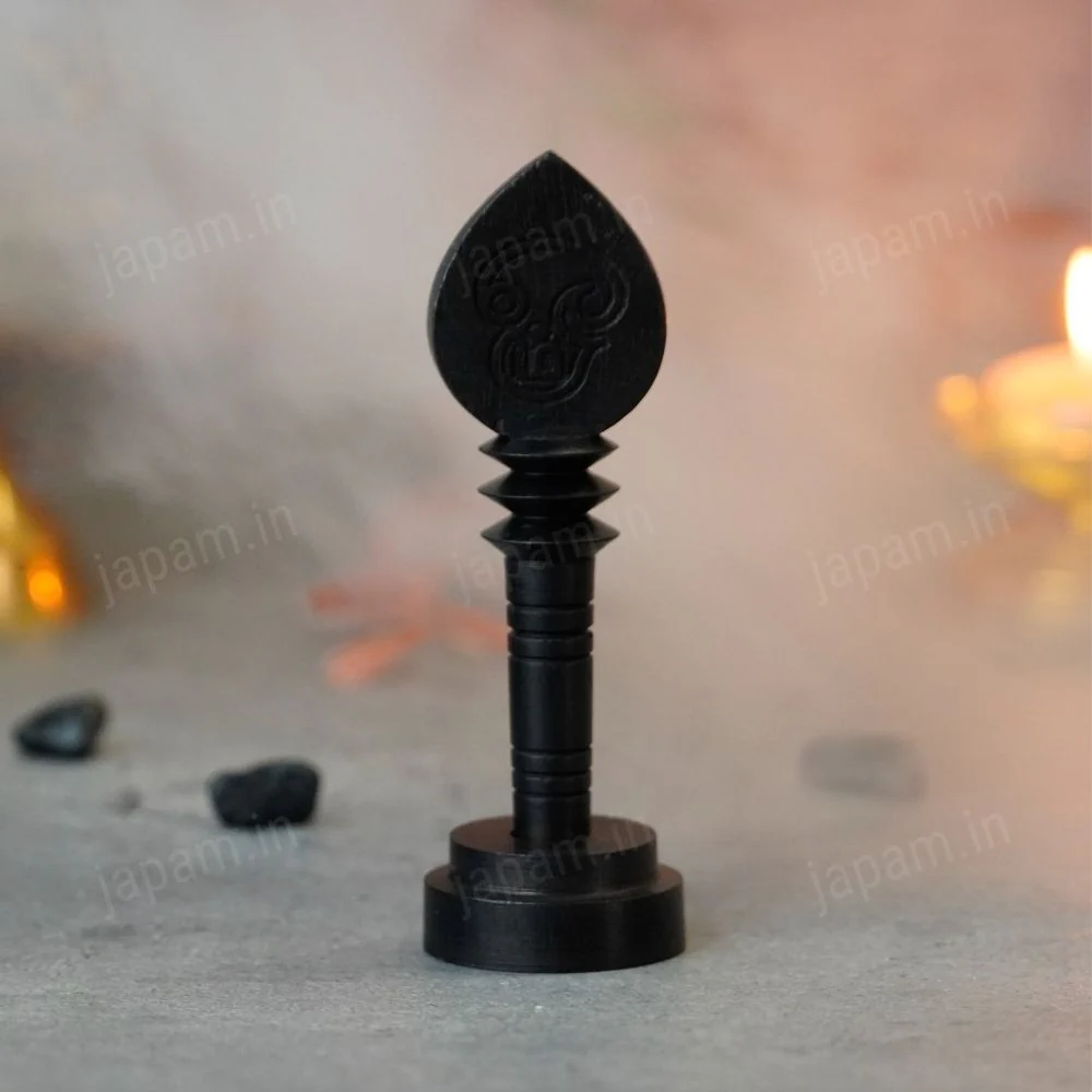 Lord Murugan's Karungali Vel with Stand - Natural Ebony Wood - Image 3