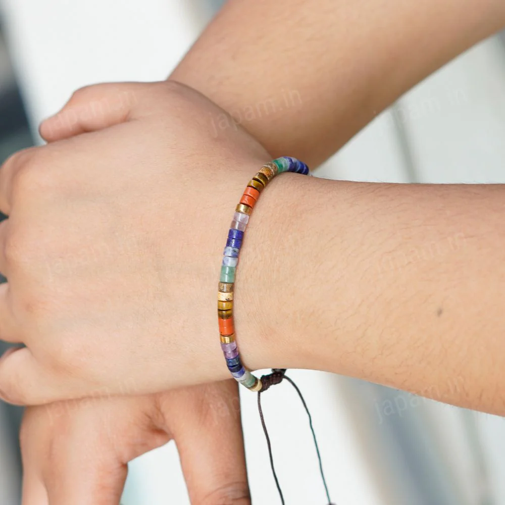 Minimal 7 Chakra Tie Up Bracelet - Image 2