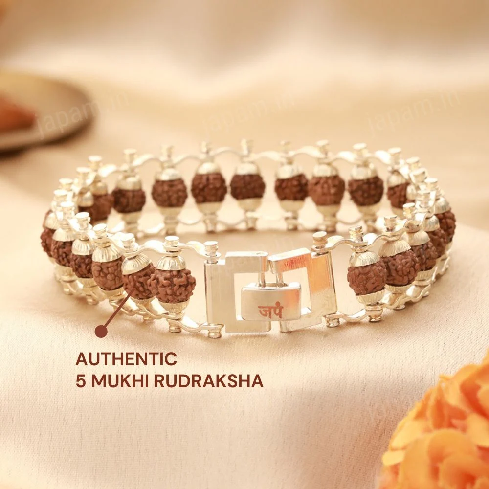 Silver Plated Modern Rudraksha Bracelet - Image 2