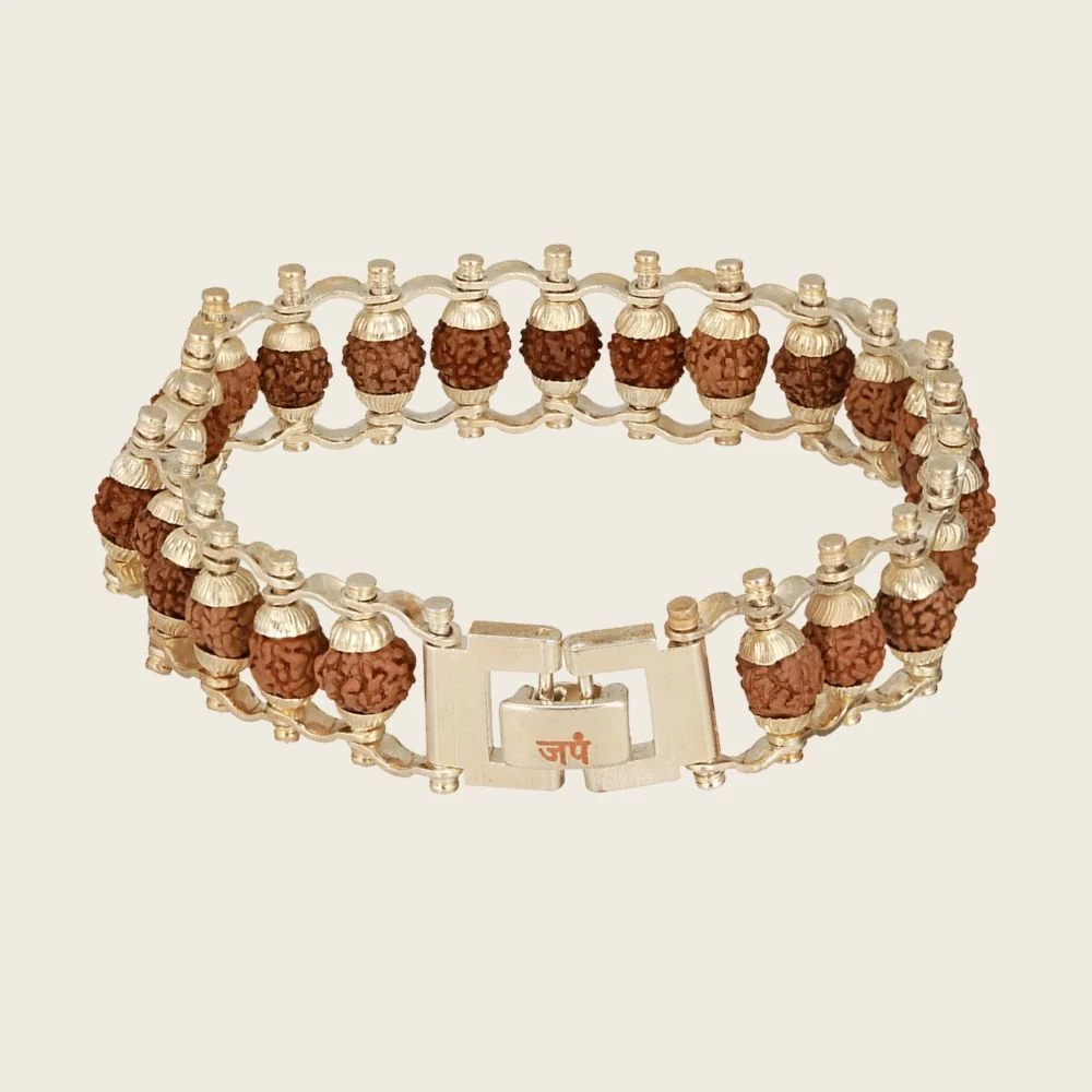 Silver Plated Modern Rudraksha Bracelet - Image 5