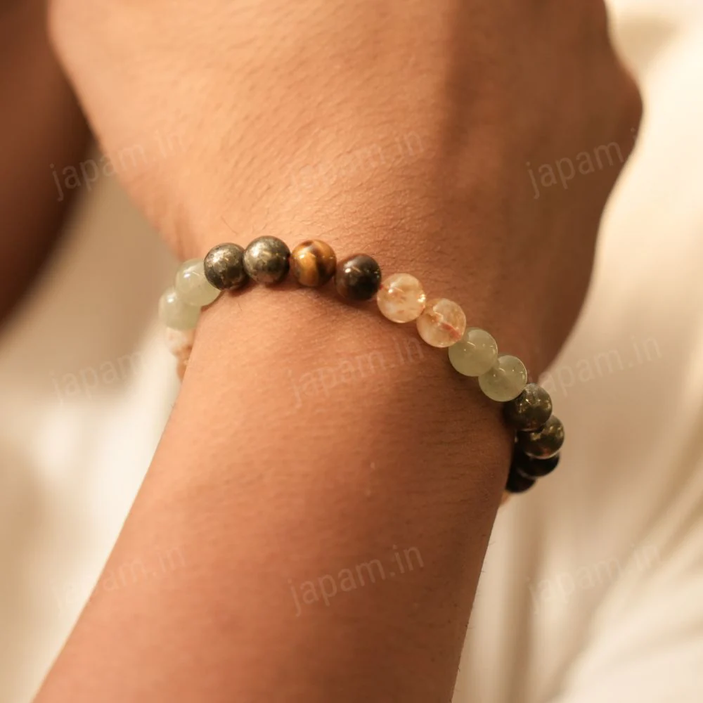 Money Magnet Fusion Band - Pyrite, Tiger Eye, Citrine & Aventurine Beads - Image 3