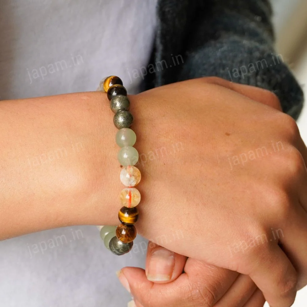Money Magnet Fusion Band - Pyrite, Tiger Eye, Citrine & Aventurine Beads - Image 5