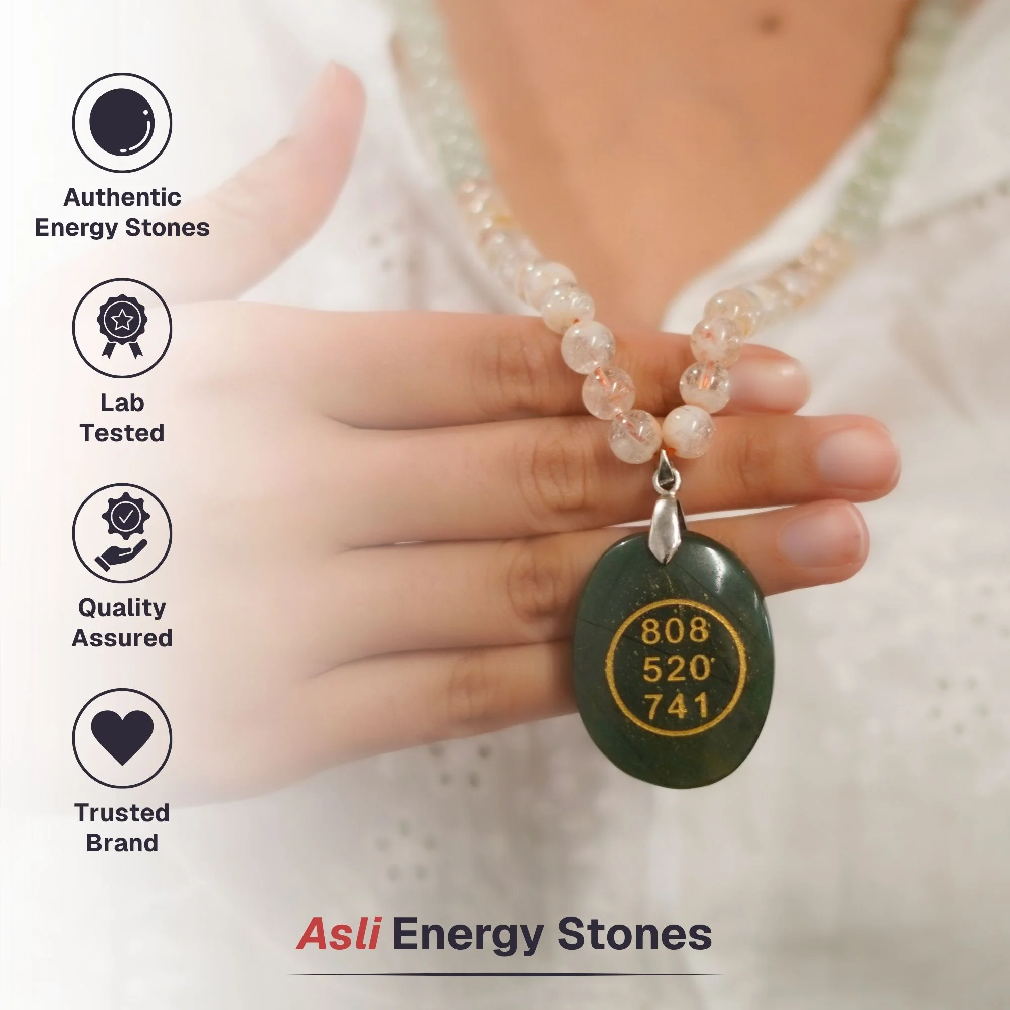 Money Magnet Fusion Mala with Zibu Pendant - Pyrite, Tiger Eye, Citrine & Aventurine Beads - Image 4